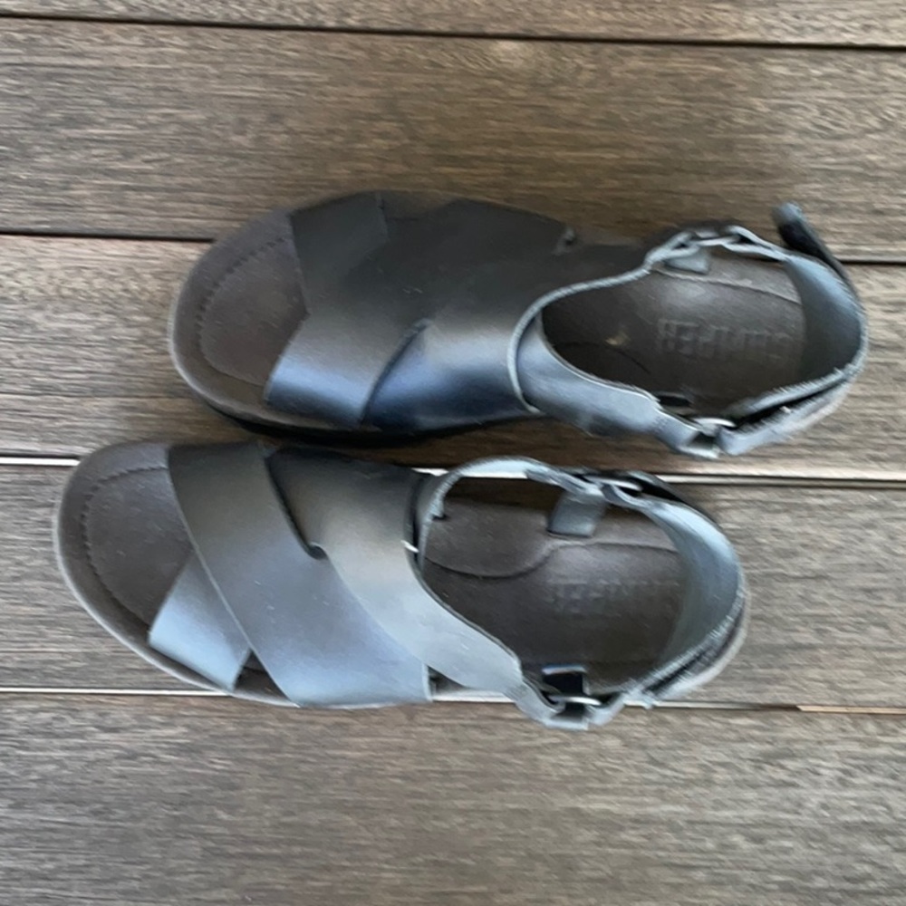 Camper Black Leather Platform Sandals 40 - Picture 3 of 5